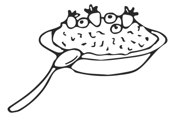 Download Cereal Bowl Doodle with Fresh Berries. H - Premium Resources