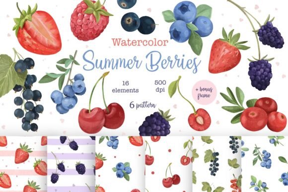 Download Watercolor Summer Berries Clipart - Berries Collection