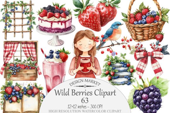 Download Watercolor Wild Berries Clipart - Berries Collection