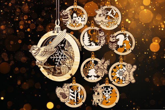 Download Set of 9 3D Christmas Ornaments - 3d christmas ornament Collection